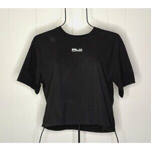 RLX Ralph Lauren‎ Women's Cropped Crop T Shirt Top Black Oversized Size Small S